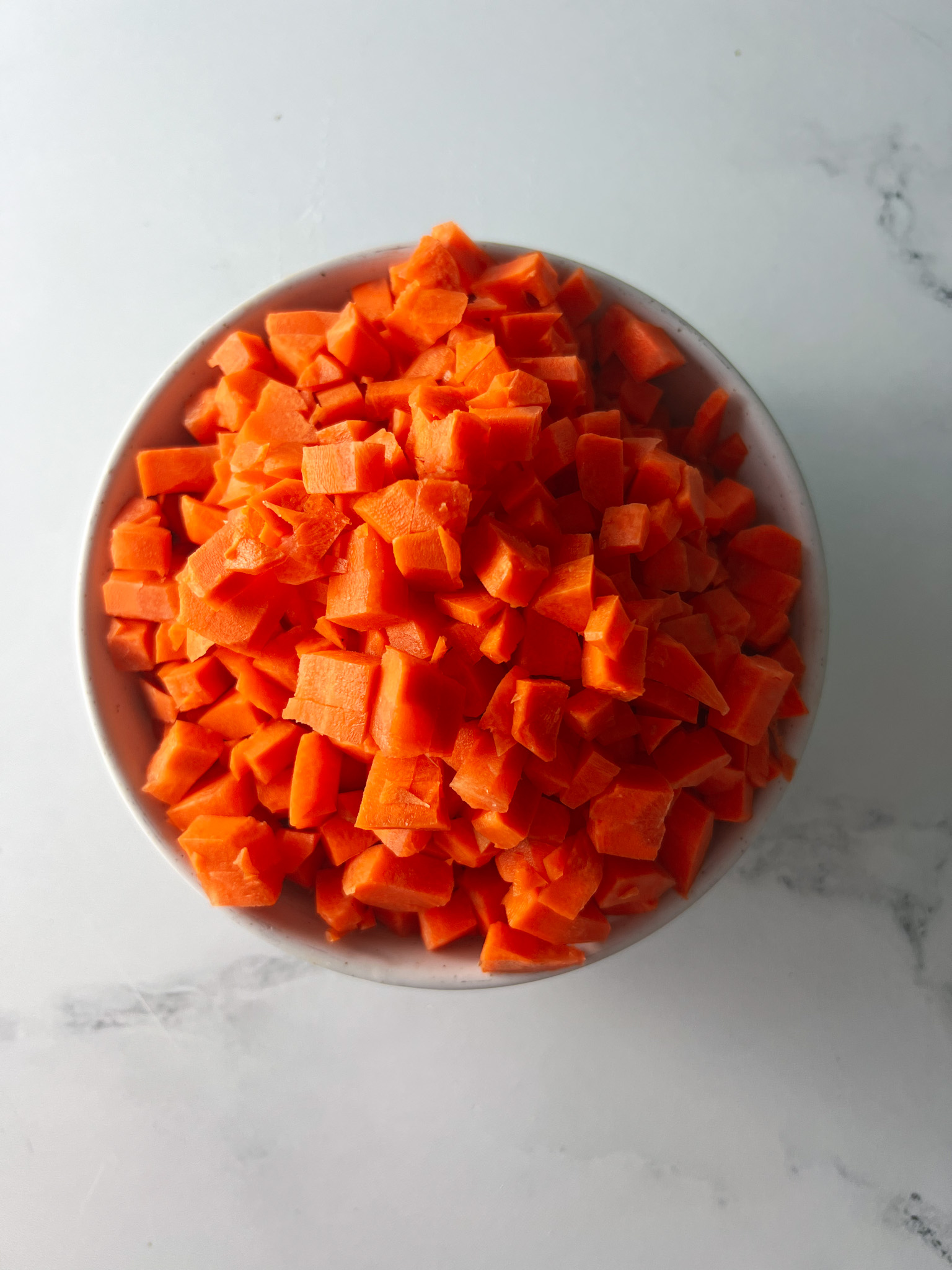 chopped carrots in a bowl