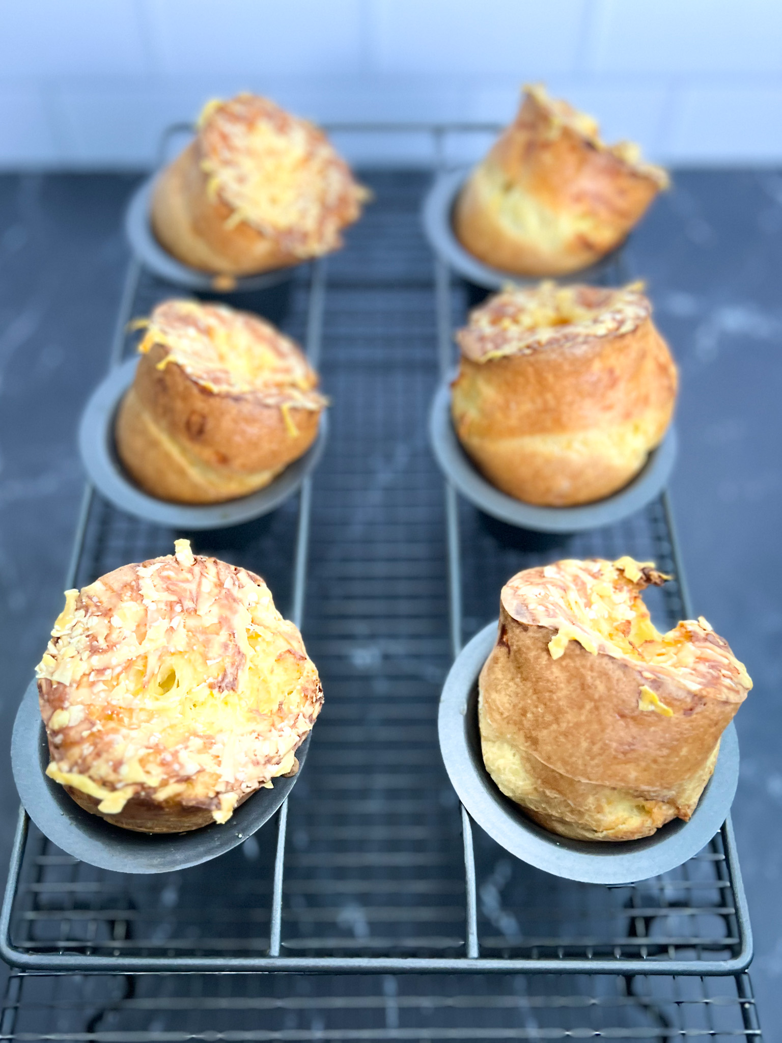 double cheese popovers in a pan