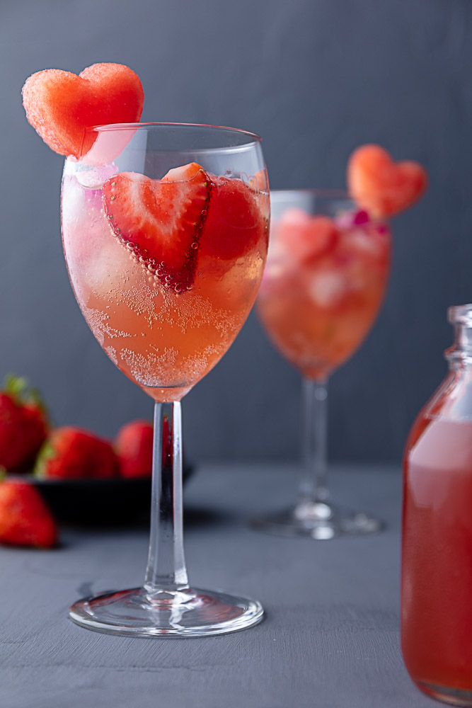 Strawberry Watermellon Sangria in 2 glasses
