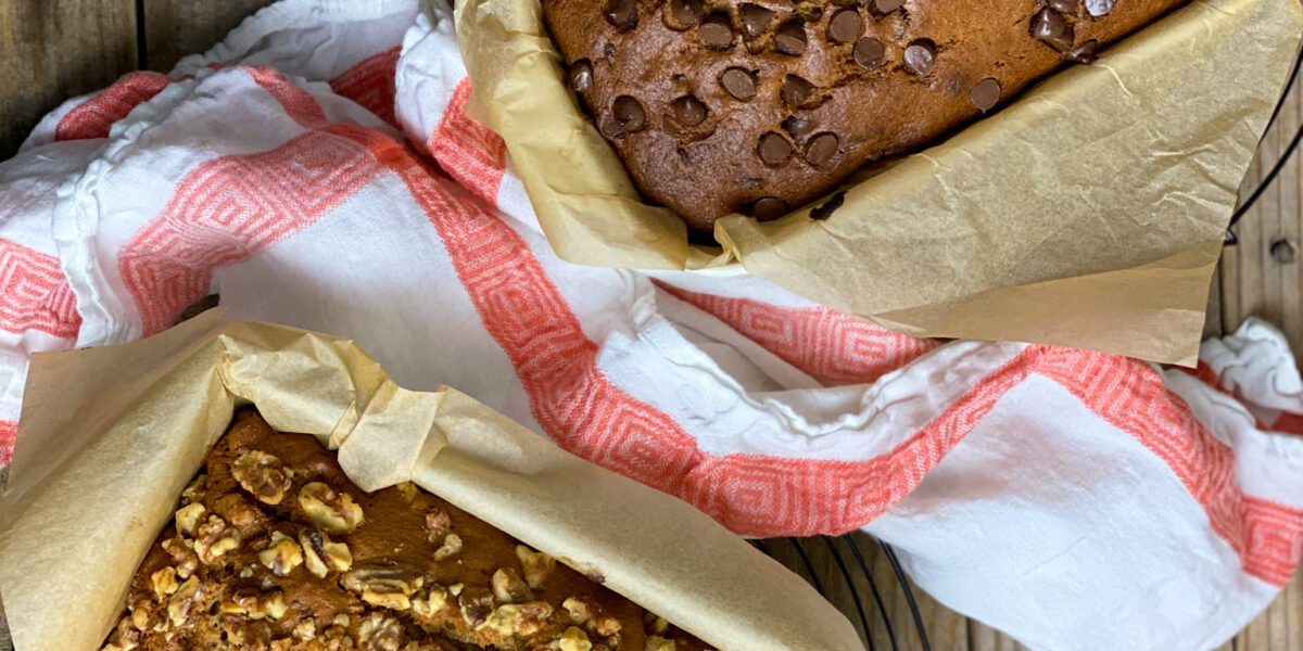 banana bread with chocolate chips and walnuts