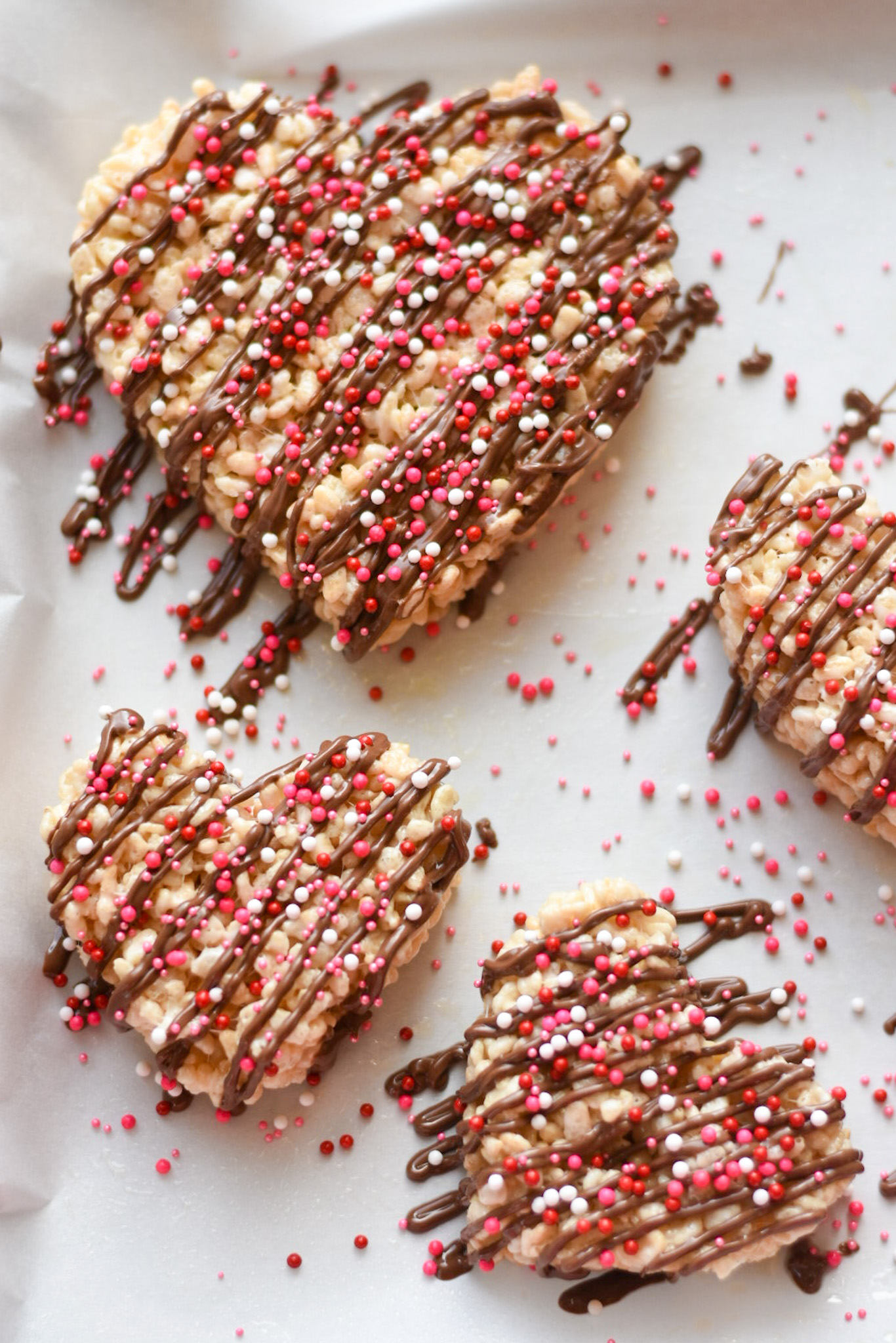 sprinkle and chocolate drizzled Rice Krispie treats
