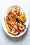 maple bourbon glazed carrots and pears