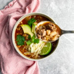 ground turkey recipe of chili with a spoon
