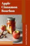 Apple cinnamon bourbon in a mason jar with apples and cinnamon sticks