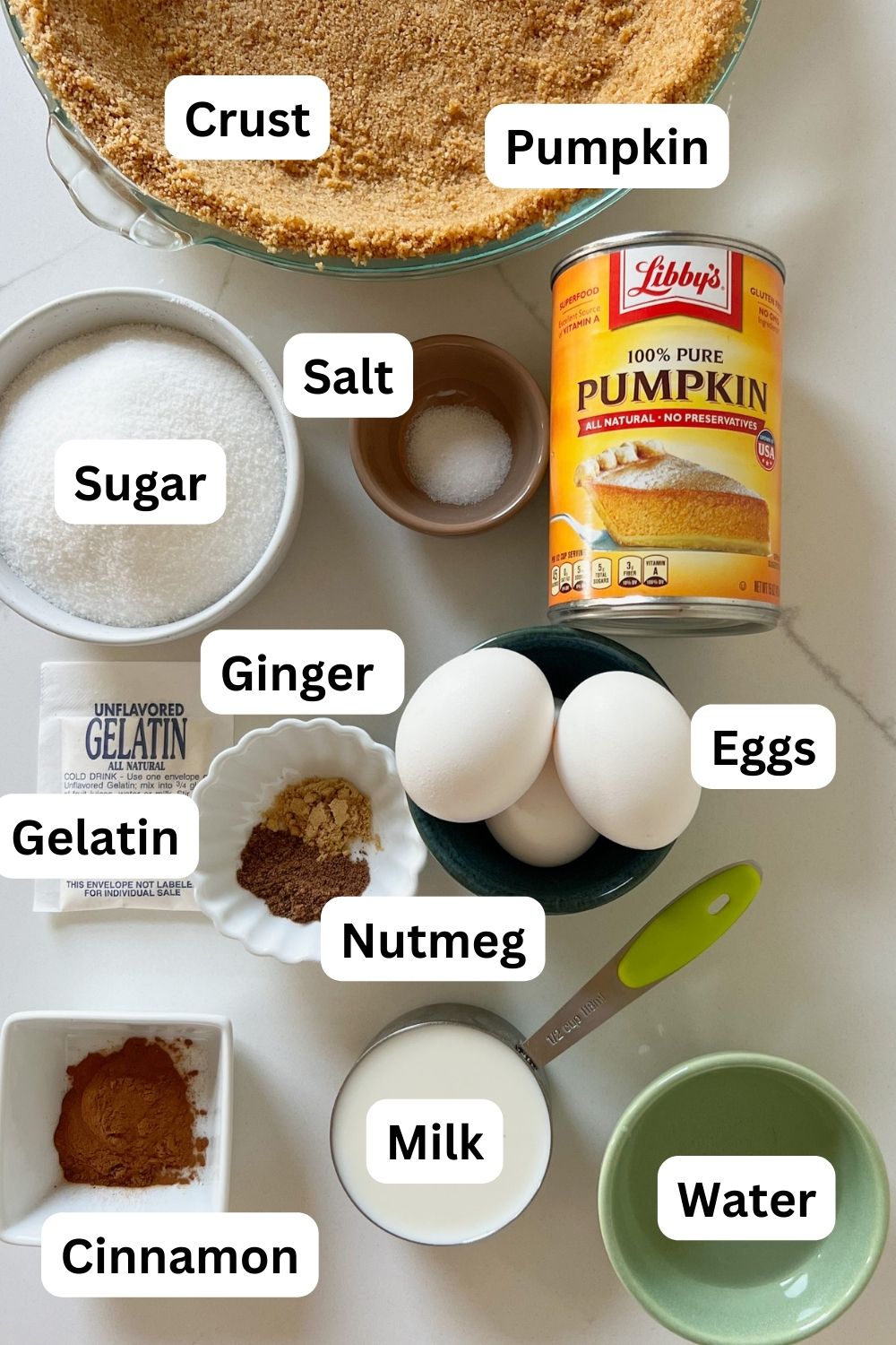 all the ingredients to make pumpking chiffon pie