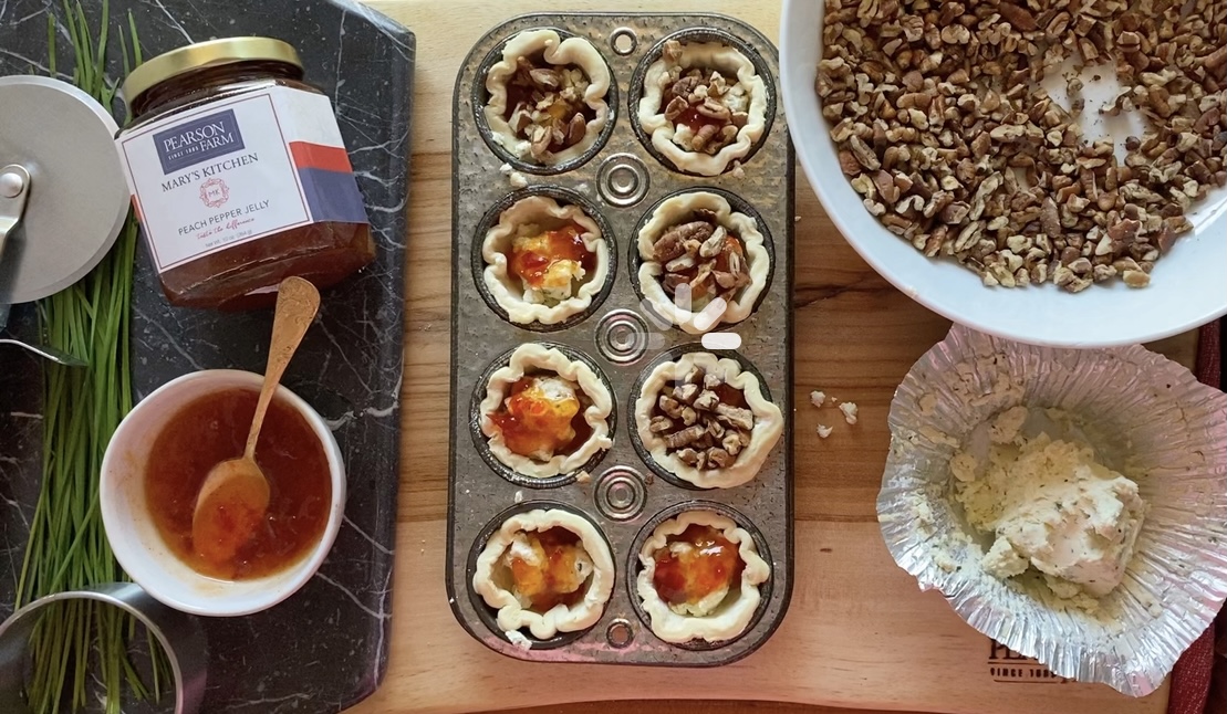 sweet and savory Boursin mini pecan tarts before baking
