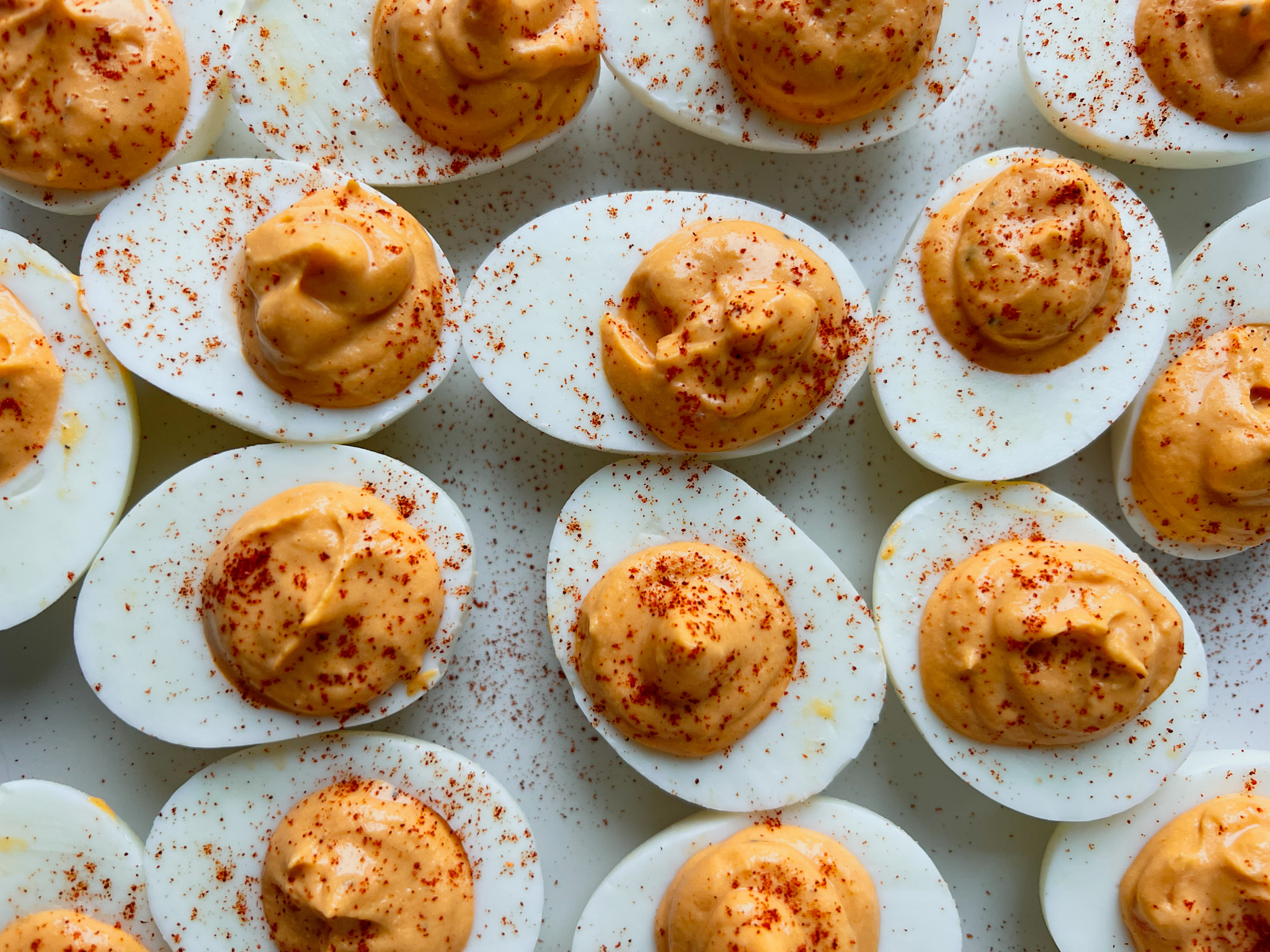 spicy deviled eggs with paprika
