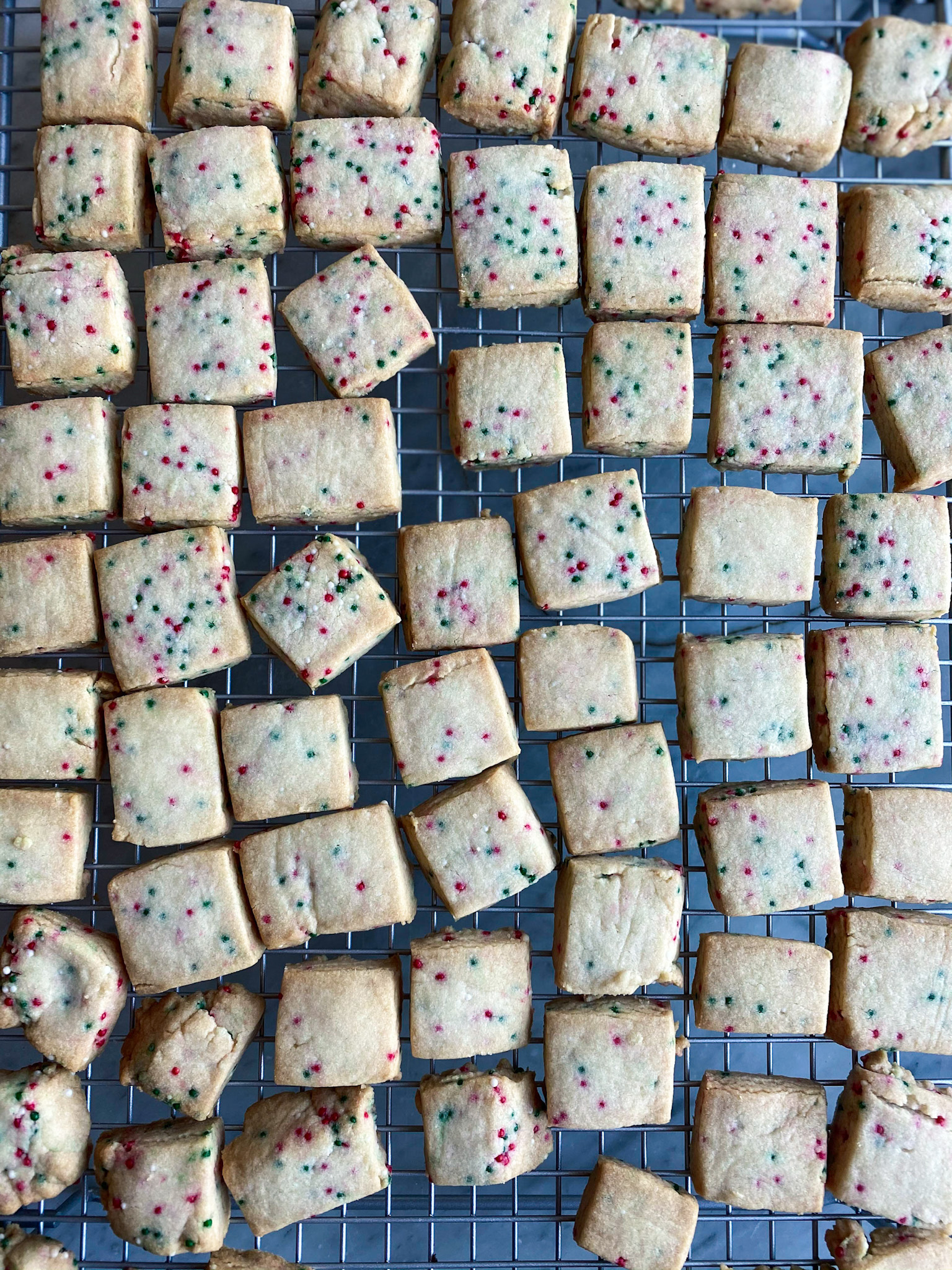 red and green sprinkle shortbread