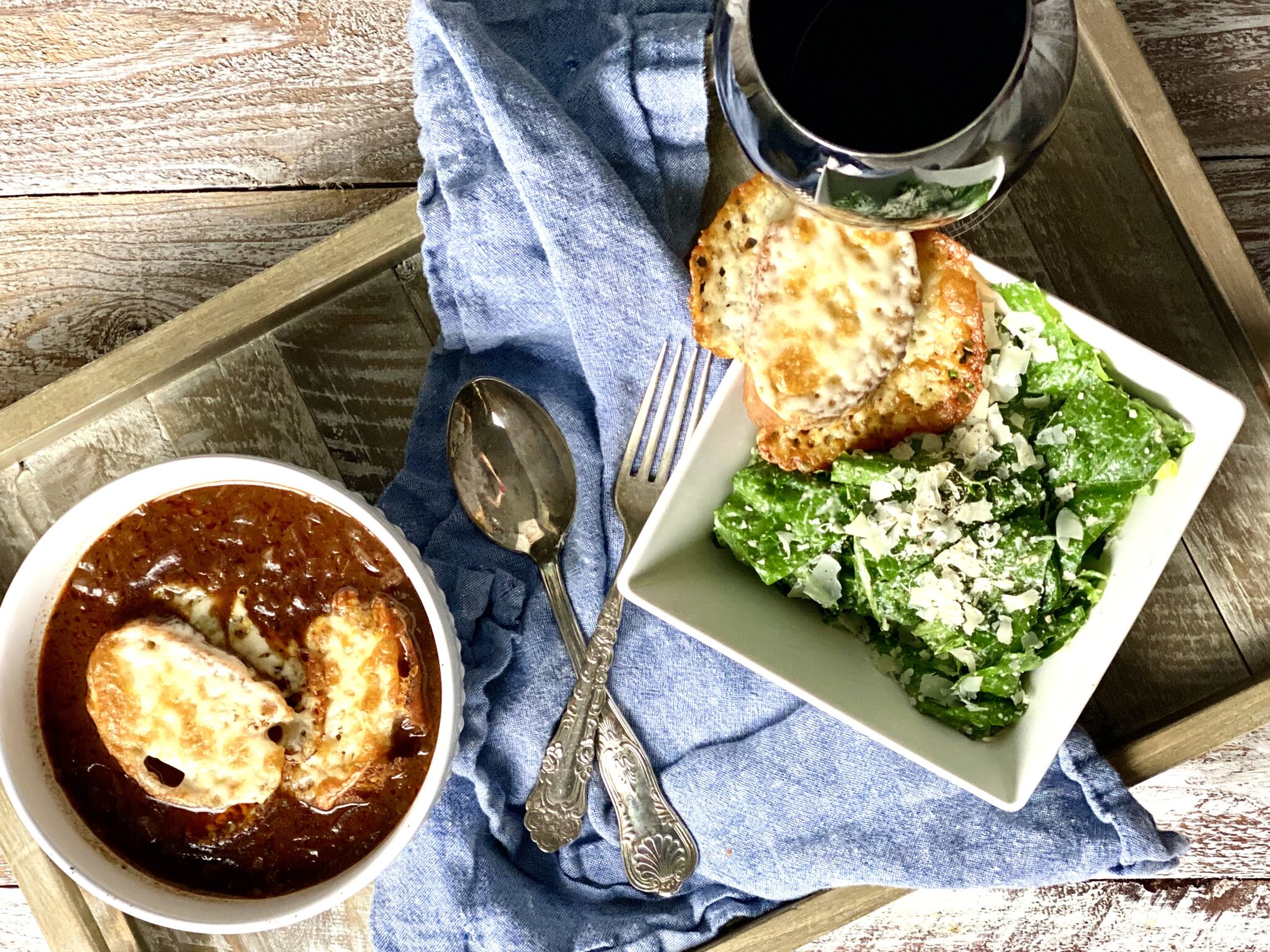 Red French Onion Soup with Gruyere Cheese Toast