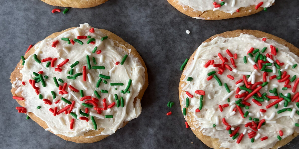 Christmas Sugar Cookies with red and green sprinkles