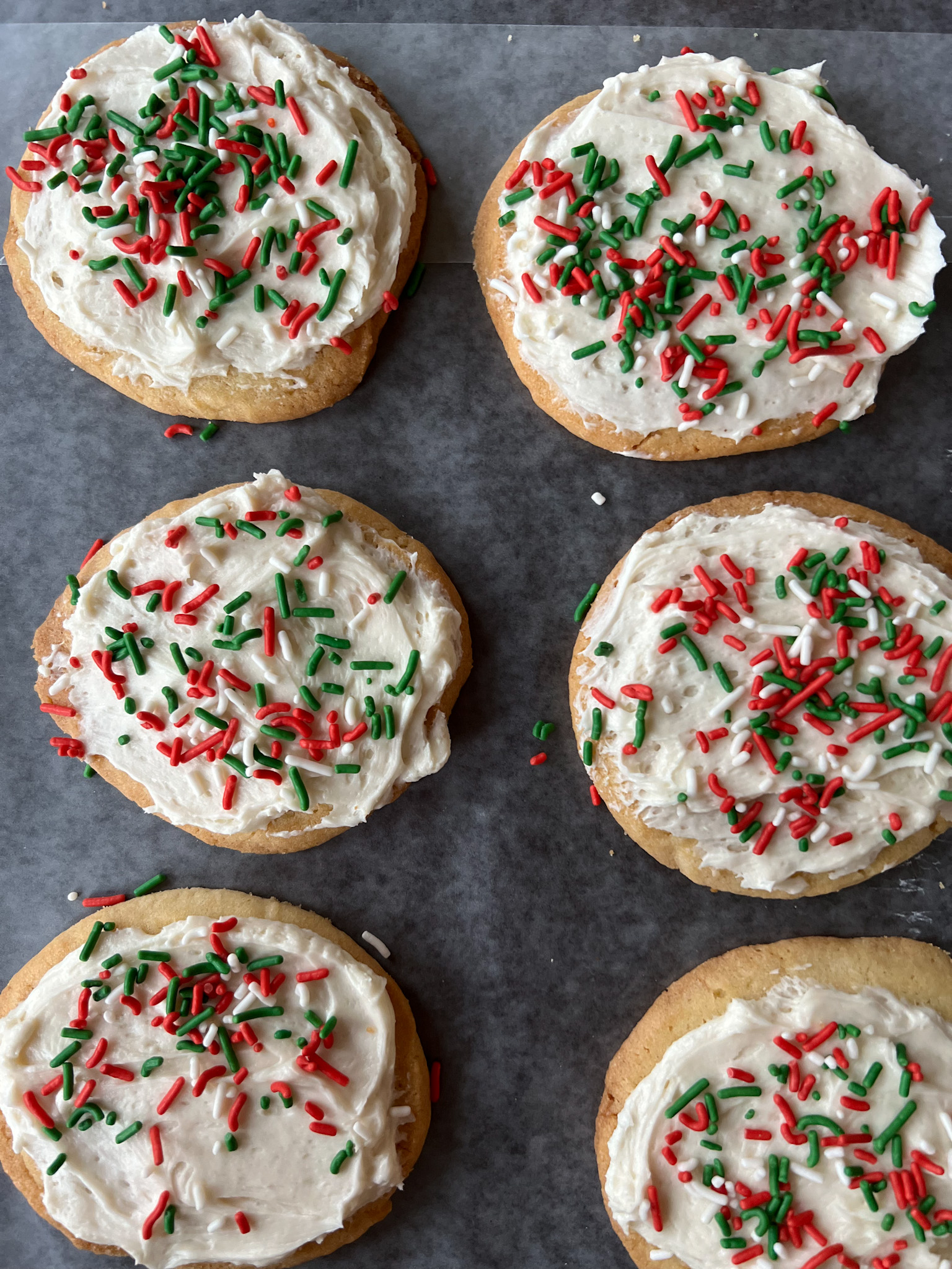 Christmas Sugar Cookies with red and green sprinkles