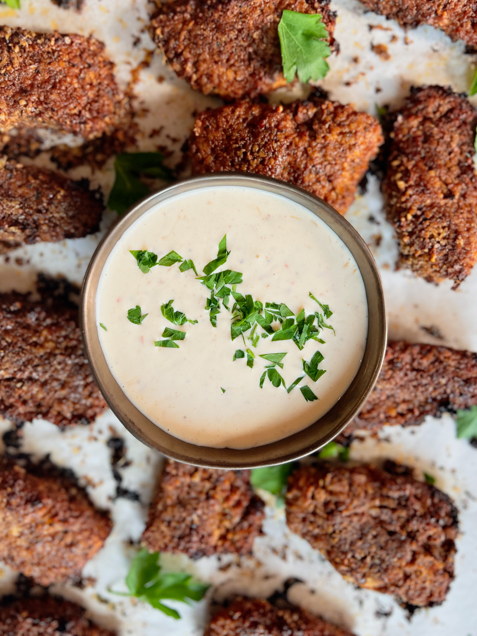 peach pepper mayo dipping sauce with chicken tenders