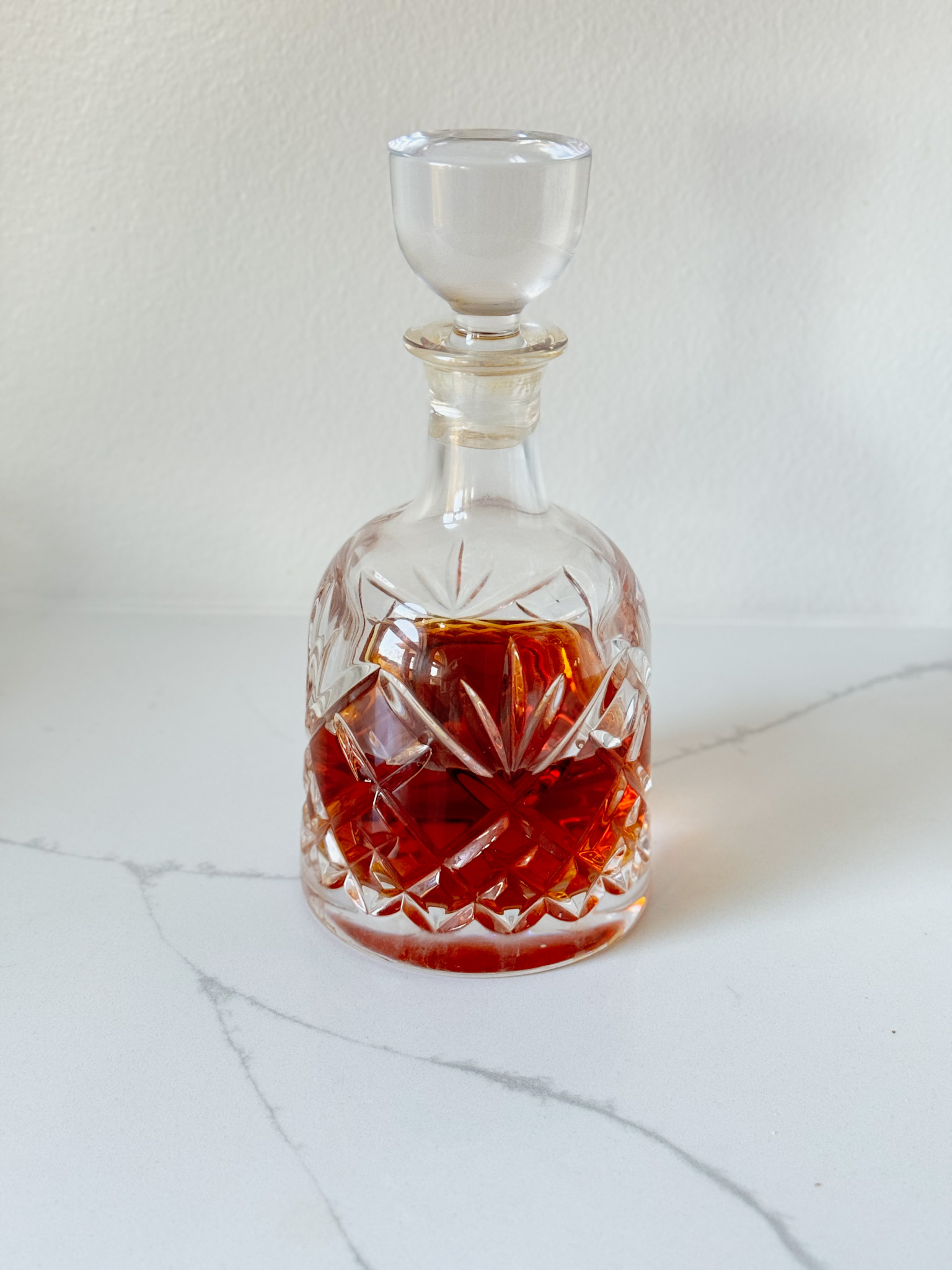 Bourbon in a crystal carafe with a lid