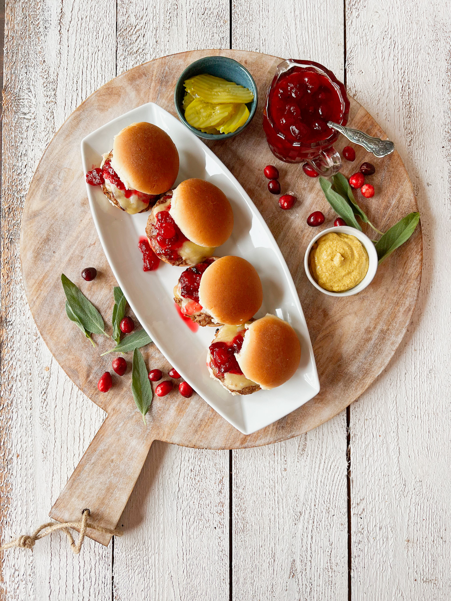 Turkey Burger Sliders with Pickles and Mustard