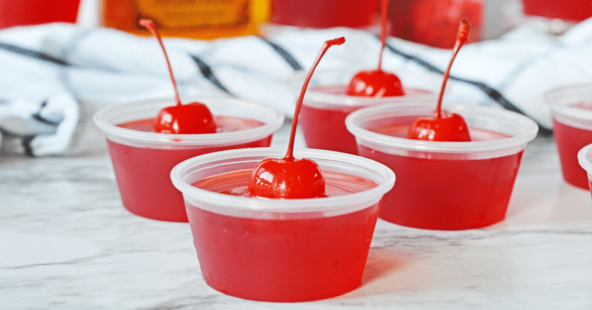 fireball jello shots with cherries on top