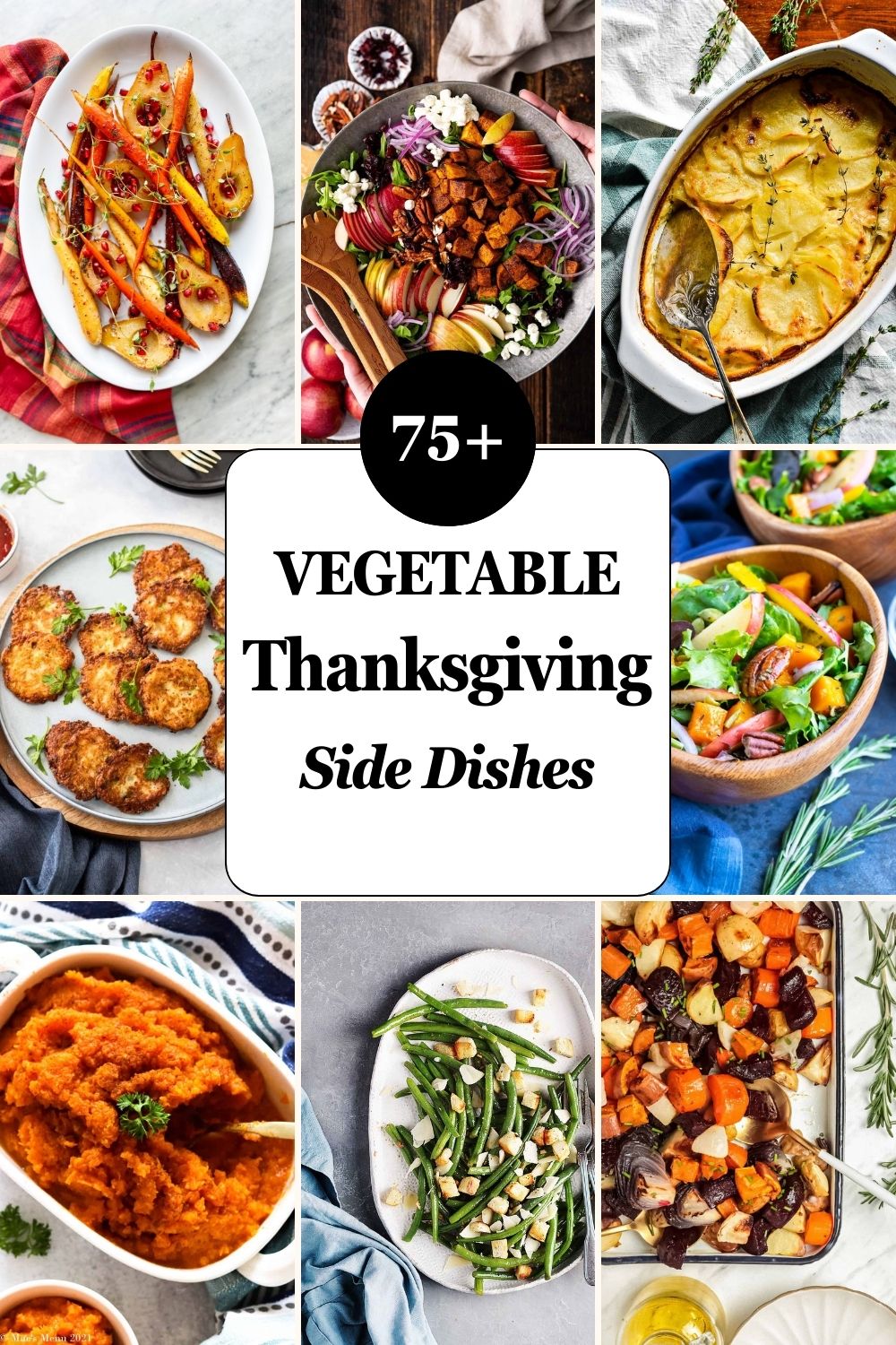 collage of vegetable side dishes for thanksgiving