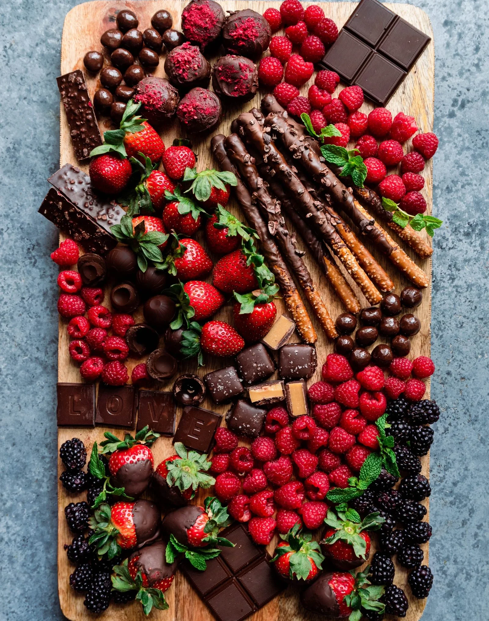 Chocolate and fruit charcuterie board