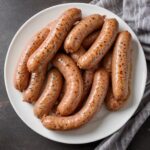 ground sausage links on a white plate