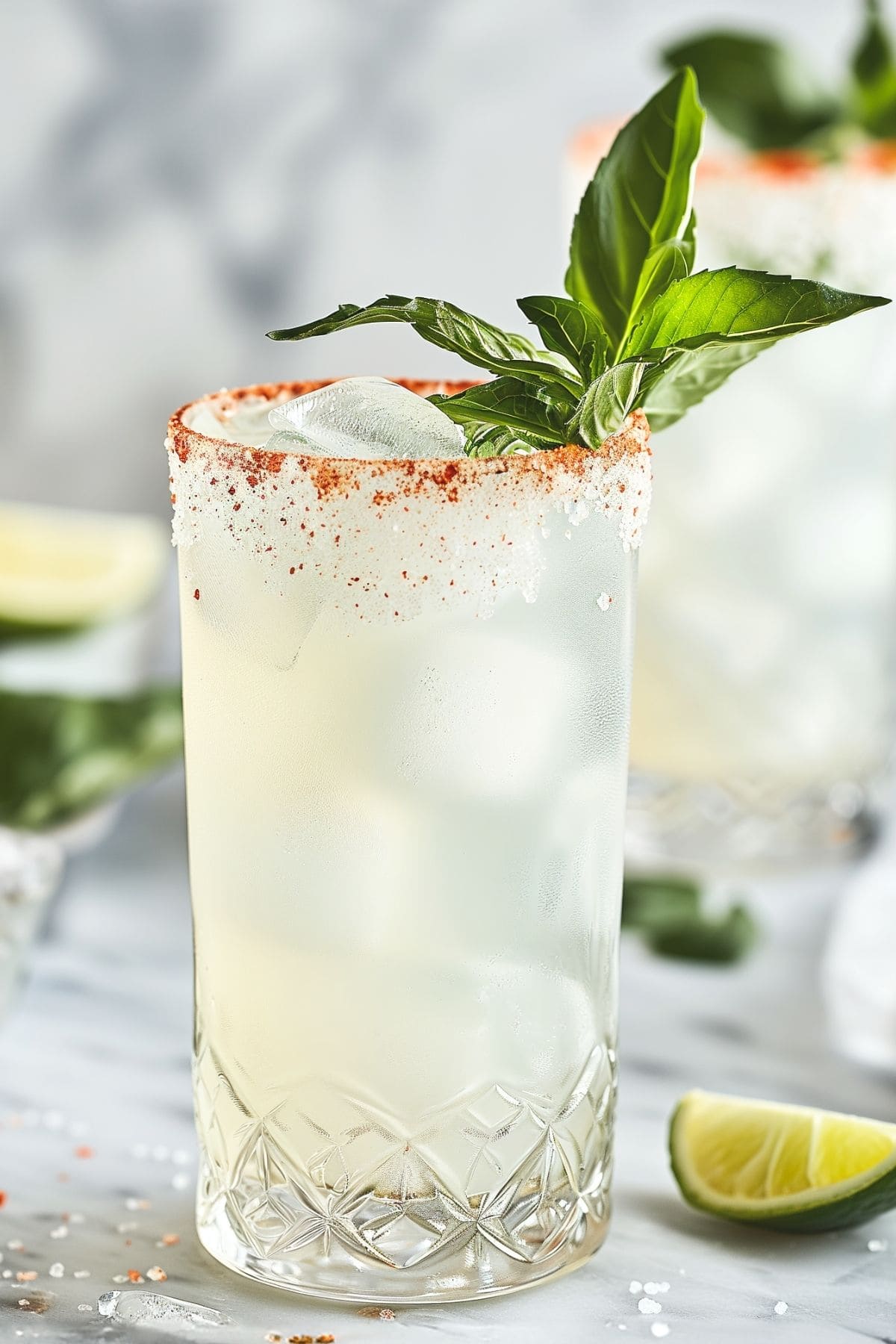 ranch water cocktail in a tal glass with mint